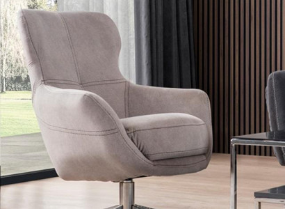 Drehbarer Sessel Relax Club Sofa Einsitzer Couch Polster Möbel Beige